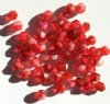 50 6mm Faceted Raspberry & White Givre Firepolish Beads